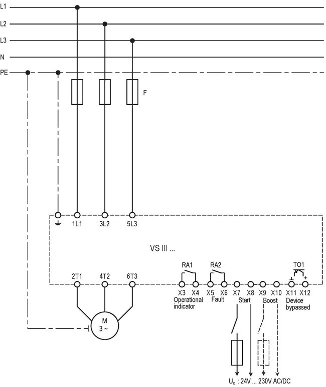 PETER ELECTRONIC, VERSISTART III (9A~45A) SERIES SOFT STARTERS CONNECTION DIAGRAM