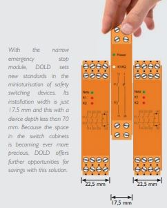 DOLD safety relays with forcibly guided contacts.