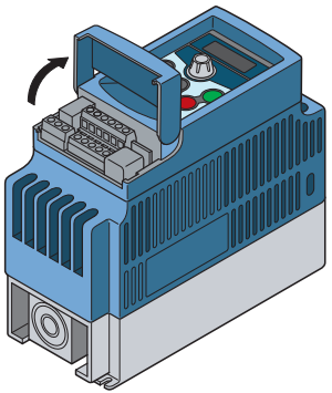 Fuji Electric frequency inverter FVR-Micro (S1) series has a one-touch operation for removal of the control circuit terminal block cover